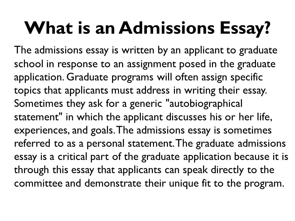 Graduate Admissions Essay Heading